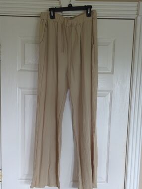 Amazon Beige Wide-Leg Drawstring Pants